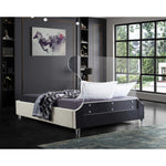 Ghost Velvet Upholstered King Bed in Cream