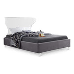 Ghost Velvet Upholstered King Bed in Grey