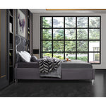 Ghost Velvet Upholstered King Bed in Grey