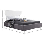 Ghost Velvet Upholstered King Bed in Grey
