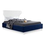 Ghost Velvet Upholstered King Bed in Navy