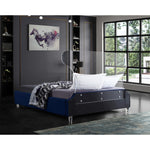 Ghost Velvet Upholstered King Bed in Navy