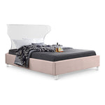 Ghost Velvet Upholstered King Bed in Pink