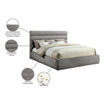 Adam Chenille Fabric Upholstered King Bed in Grey
