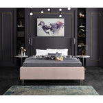 Ghost Velvet Upholstered King Bed in Pink