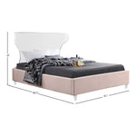 Ghost Velvet Upholstered King Bed in Pink