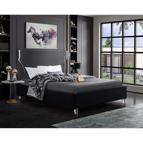 Ghost Velvet Upholstered Queen Bed in Black
