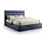 Adam Chenille Fabric Upholstered King Bed in Navy
