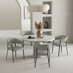 Belle Metal Upholstered Dining Chair in Stone Gray