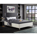 Ghost Velvet Upholstered Queen Bed in Cream