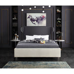 Ghost Velvet Upholstered Queen Bed in Cream