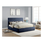 Adam Chenille Fabric Upholstered King Bed in Navy