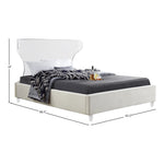 Ghost Velvet Upholstered Queen Bed in Cream