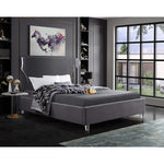 Ghost Velvet Upholstered Queen Bed in Grey