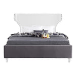 Ghost Velvet Upholstered Queen Bed in Grey