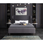 Ghost Velvet Upholstered Queen Bed in Grey