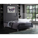 Ghost Velvet Upholstered Queen Bed in Grey