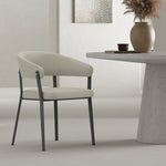 Belle Metal Upholstered Dining Chair in Oatmeal