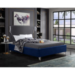 Ghost Velvet Upholstered Queen Bed in Navy