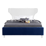 Ghost Velvet Upholstered Queen Bed in Navy