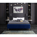 Ghost Velvet Upholstered Queen Bed in Navy