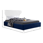 Ghost Velvet Upholstered Queen Bed in Navy