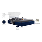 Ghost Velvet Upholstered Queen Bed in Navy