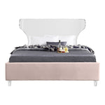 Ghost Velvet Upholstered Queen Bed in Pink