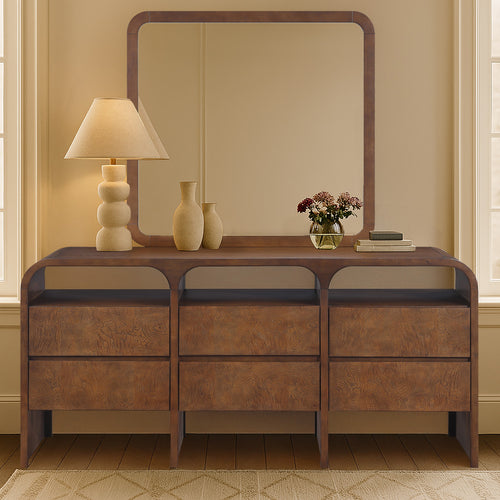 Giada Solid Wood And Veneer Mirror in Brown
