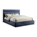 Adam Chenille Fabric Upholstered King Bed in Navy