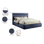 Adam Chenille Fabric Upholstered King Bed in Navy