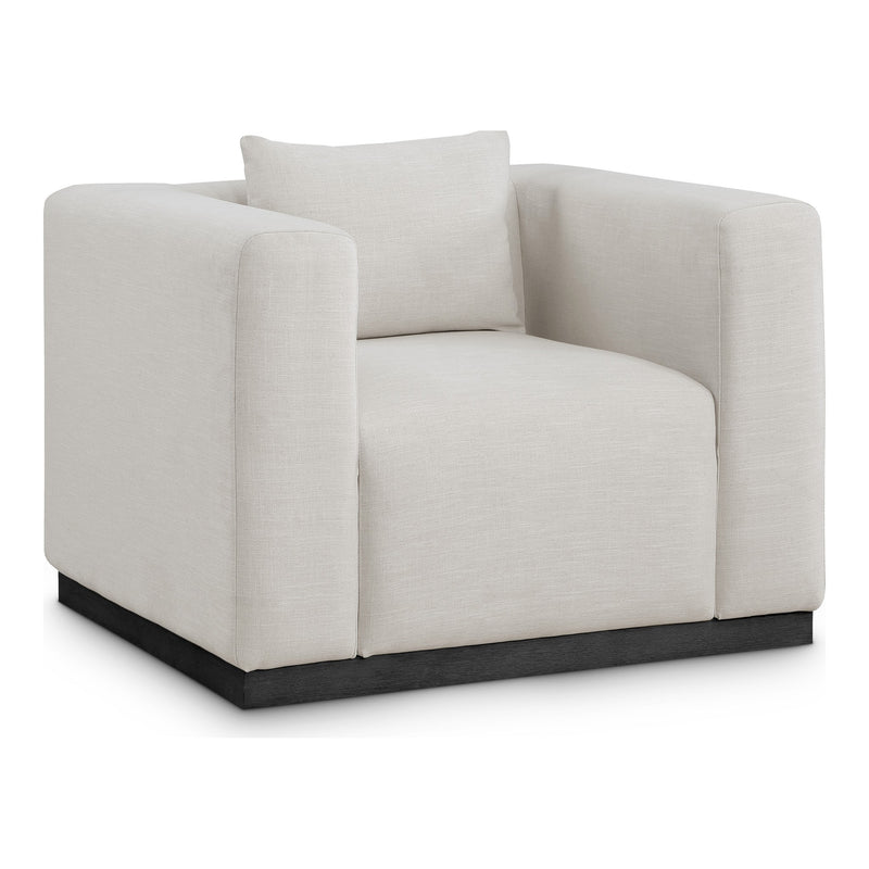 Alfie Linen Textured Fabric Upholstered Chair in Beige
