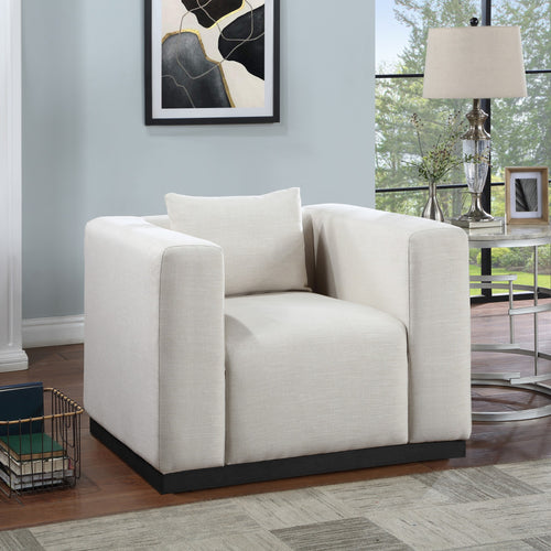 Alfie Linen Textured Fabric Upholstered Chair in Beige