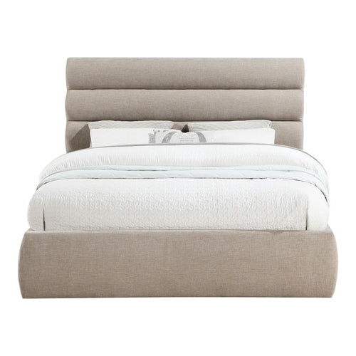 Adam Chenille Fabric Upholstered Queen Bed in Beige