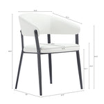 Belle Metal Upholstered Dining Chair in White