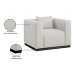 Alfie Linen Textured Fabric Upholstered Chair in Beige