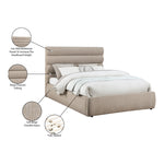 Adam Chenille Fabric Upholstered Queen Bed in Beige