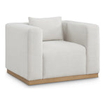Alfie Linen Textured Fabric Upholstered Chair in Cream