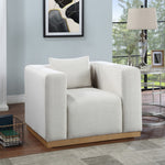 Alfie Linen Textured Fabric Upholstered Chair in Cream