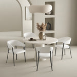 Belle Metal Upholstered Dining Chair in White