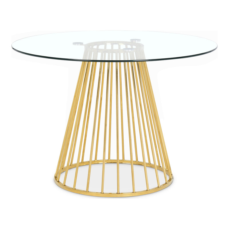 Gio 48" Glass Top And Metal Base Dining Table in Gold