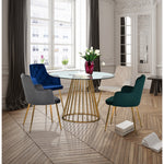 Gio 48" Glass Top And Metal Base Dining Table in Gold