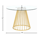 Gio 48" Glass Top And Metal Base Dining Table in Gold