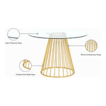 Gio 48" Glass Top And Metal Base Dining Table in Gold