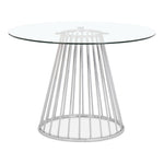 Gio 48" Glass Top And Steel Base Dining Table in Chrome