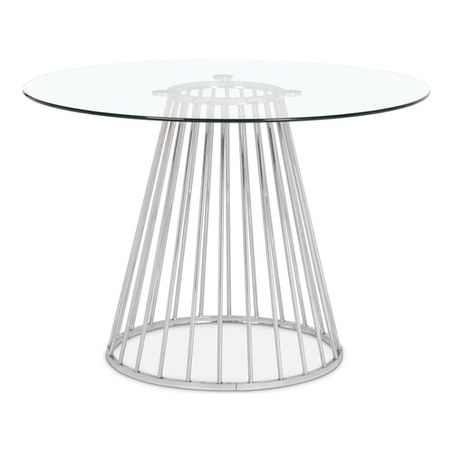 Gio 48" Glass Top And Steel Base Dining Table in Chrome