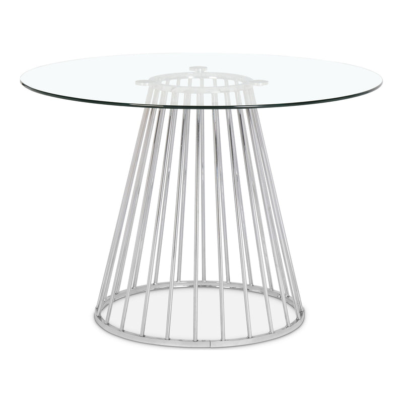 Gio 48" Glass Top And Steel Base Dining Table in Chrome