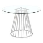 Gio 48" Glass Top And Steel Base Dining Table in Chrome