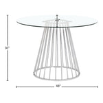 Gio 48" Glass Top And Steel Base Dining Table in Chrome