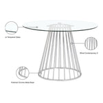 Gio 48" Glass Top And Steel Base Dining Table in Chrome